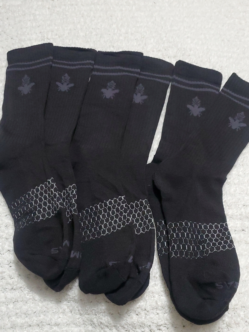 Bombas Black Athletic Crew Socks with Subtle Grey Accents - HALF CALF 3 pack